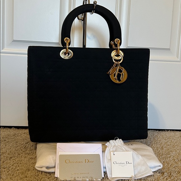 Dior Handbags - Christian Dior Lady Dior Cannage Black Tote Bag- Like New!!